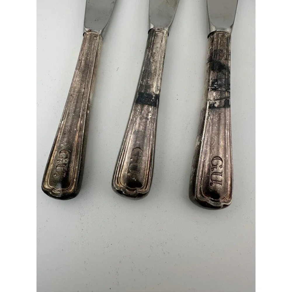 Antique 1914 International Silver Co Silverware Set Monogrammed Spoons Knives